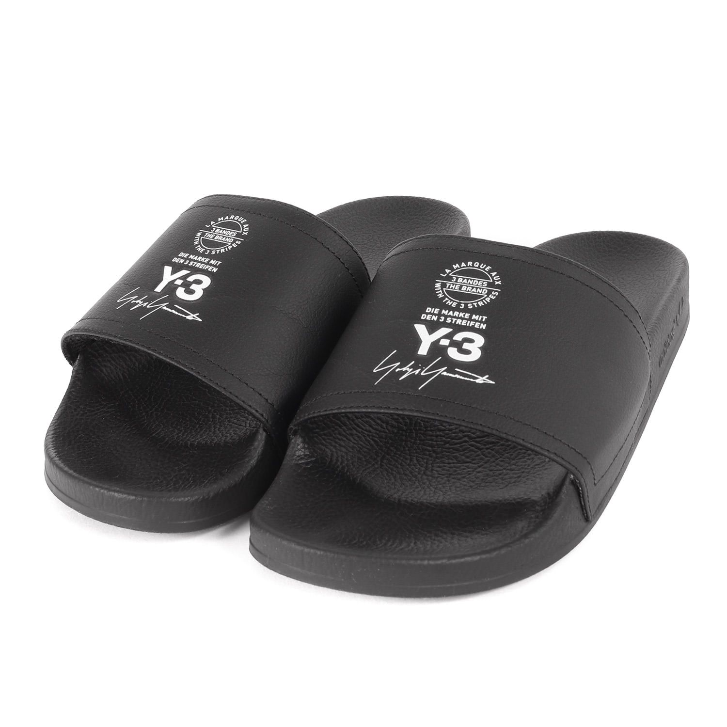 Y-3 ワイスリー サイズ:26.5cm Y-3 Adilette (AC7525) シグネチャー ロゴ シンセティックレザー スライド シャワー サンダル ブラック 黒 US8 イタリア製 シューズ 靴【メンズ】