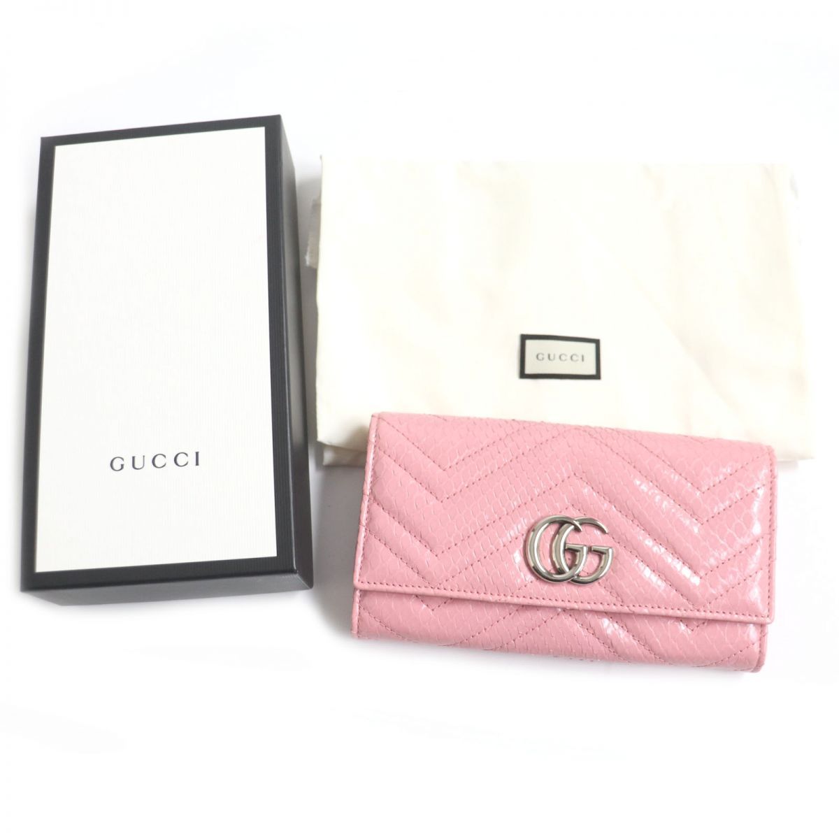 美品▽GUCCI グッチ 443436 GGマーモント パイソンレザー