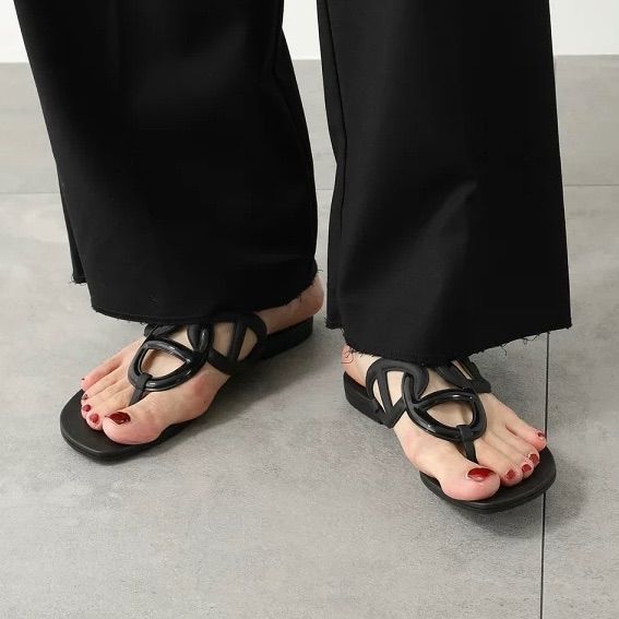 匿名配送！◇HERMES◇エルメス サンダル エジュリ 24cm ブラック  