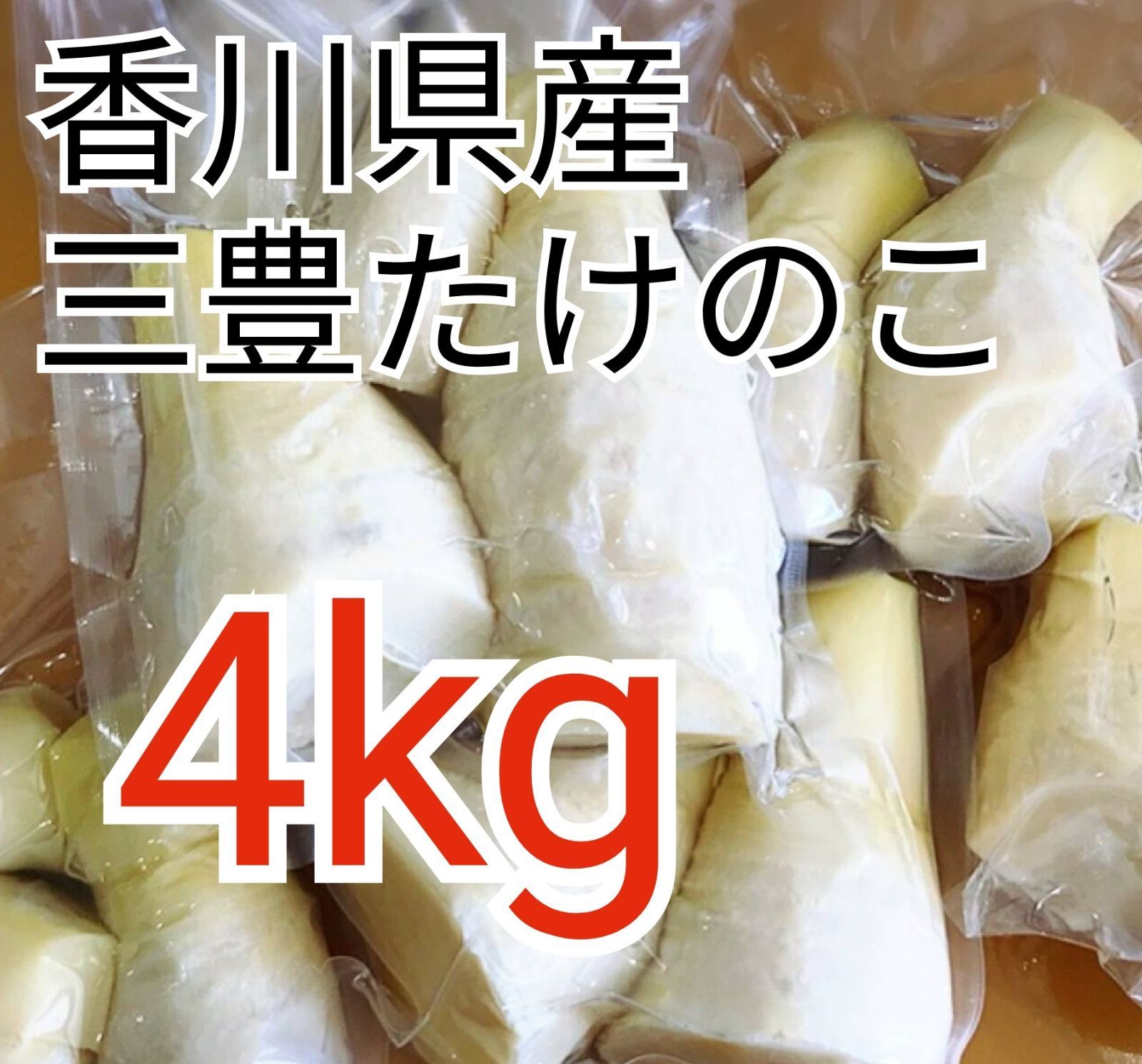 たけのこ 水煮 4kg 香川県産 三豊たけのこ アク抜き済 真空パック発送