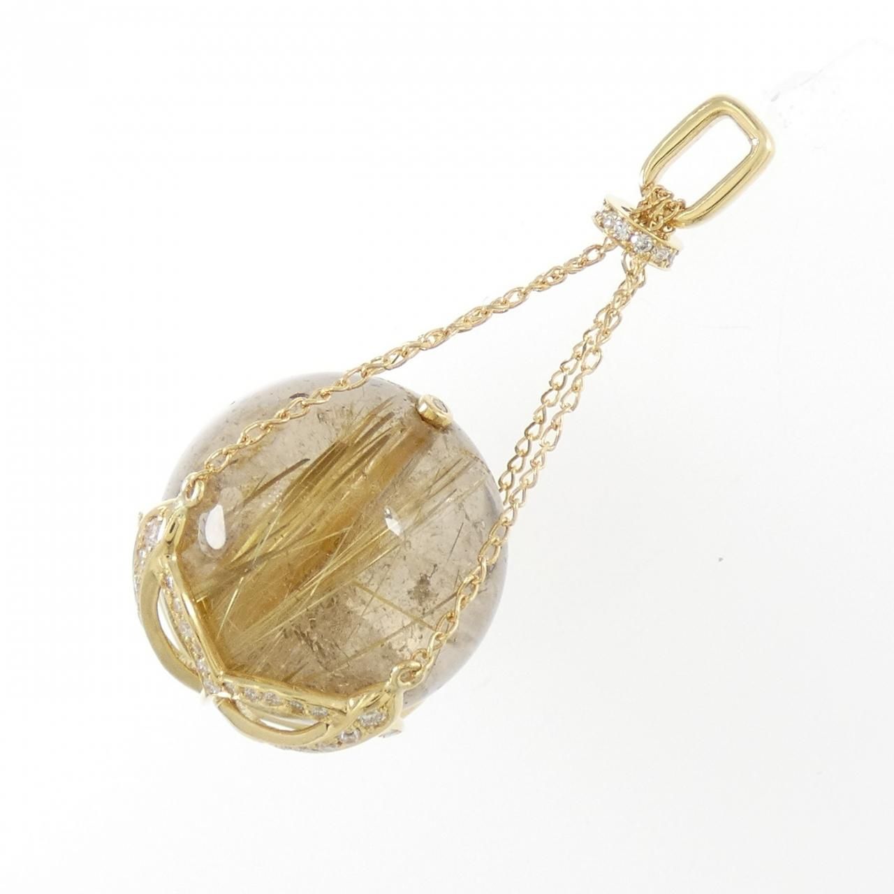 K18YG ルチルクオーツ ペンダント 35.85CT