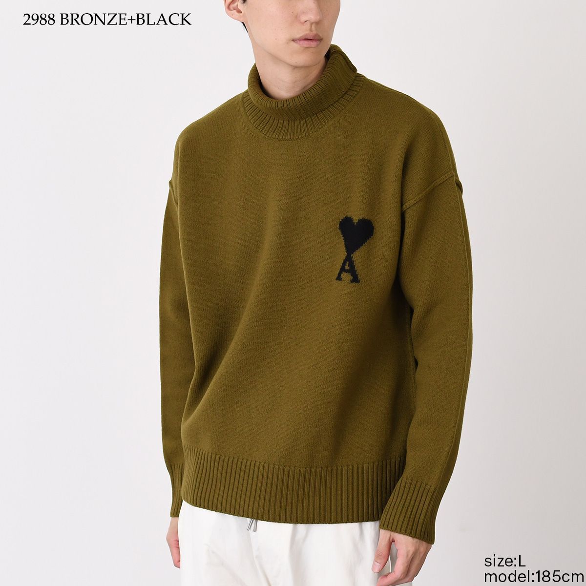 ami カーキ タートルネックニット AMI ALEXANDRE MATTIUSSI AMI DE 