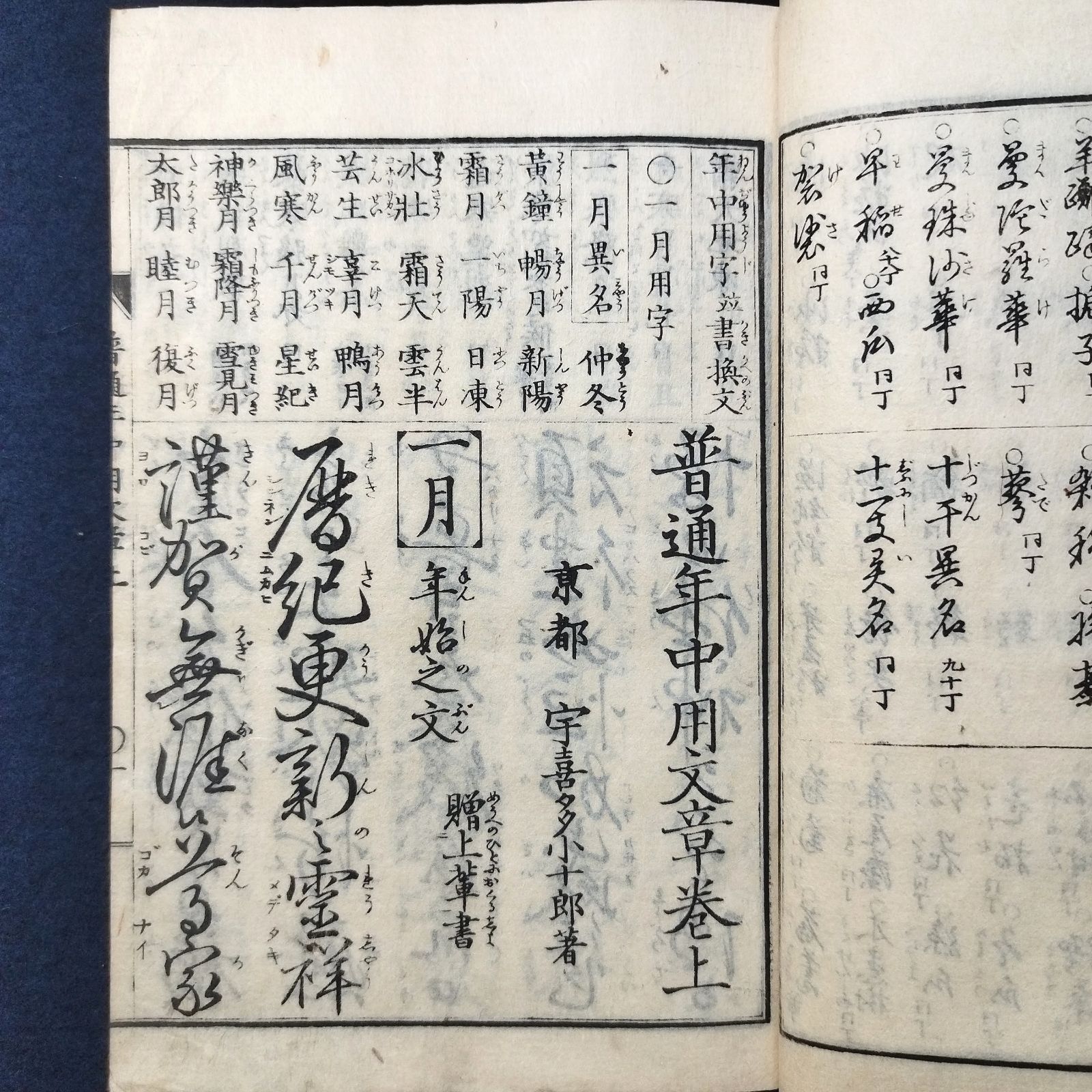 往来物◆普通年中用文章◆乾 寺子屋 書道 手本 実用文 平井義直書 明治 時代物 アンティーク コレクション 一閑張 和紙 木版 資料 古典籍 古文書  和本 古書 和本～江戸屋～