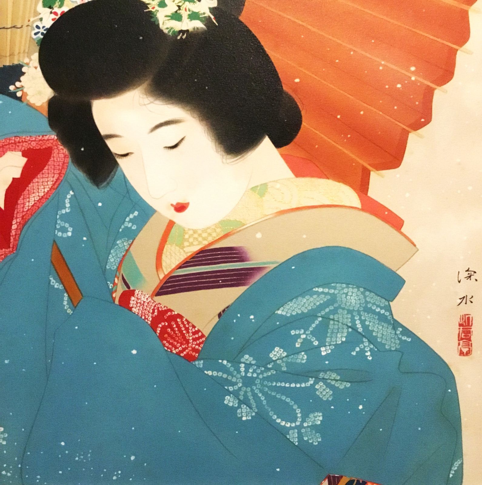 伊東深水 「吹雪」美人画巨匠 タトウ箱 真作保証 No 20/300 - メルカリ