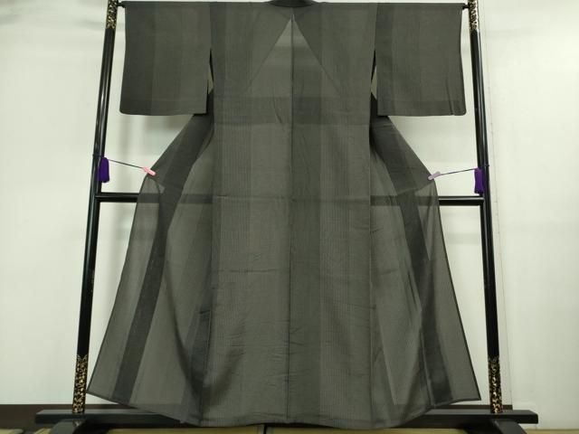 平和屋着物 上 夏物 紗紬 縞 黒地 DZAA9681kh5