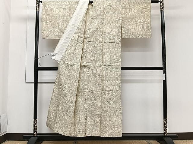 平和屋着物▽上質な紬 単衣 縞 正絹 逸品 AAAZ1490fy