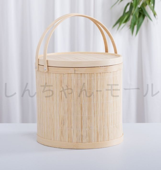 新品・未使用】推薦 竹製 茶器 收納 茶盒 水果籃 提籃籠 竹編細工籠 竹