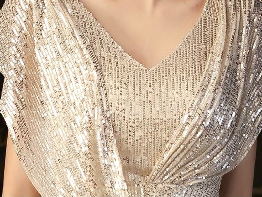 美しいフォルム 体型カバー ロングイブニングドレス♩.• 新品・未使用】美しいフォルム 体型カバー ロングイブニング