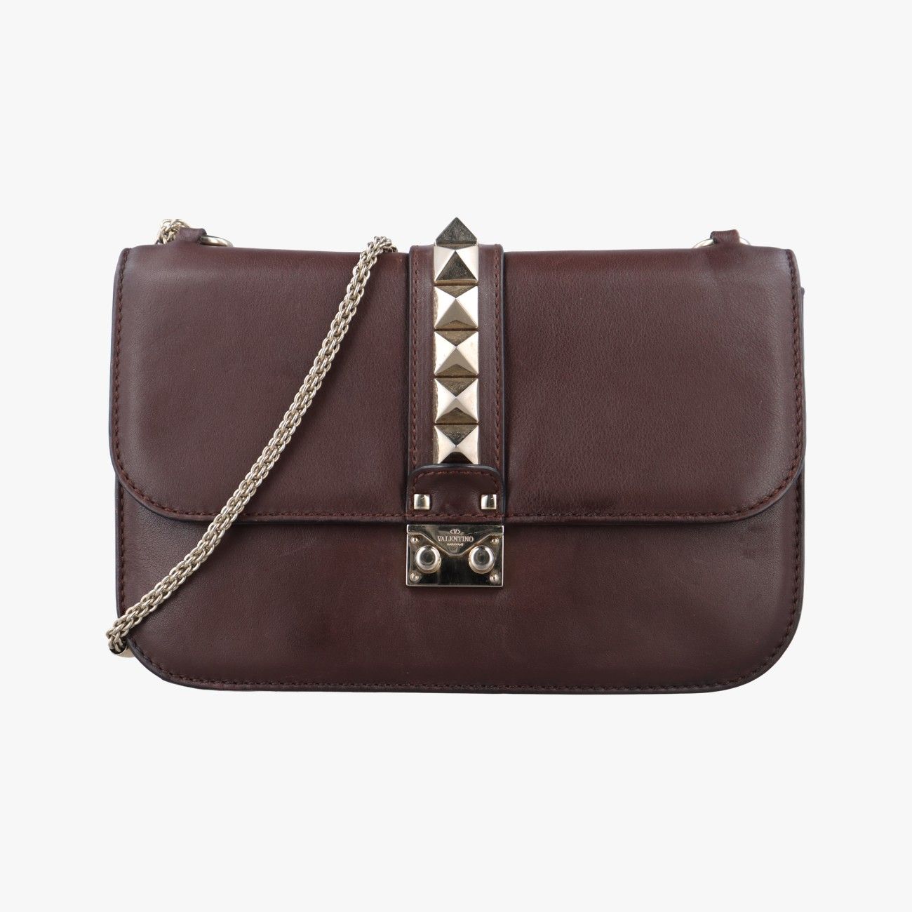 新品未使用VALENTINO スタッズ付きブラウンバッグ ヴァレンティノValentinoロックスタッズグラムロックミディアム