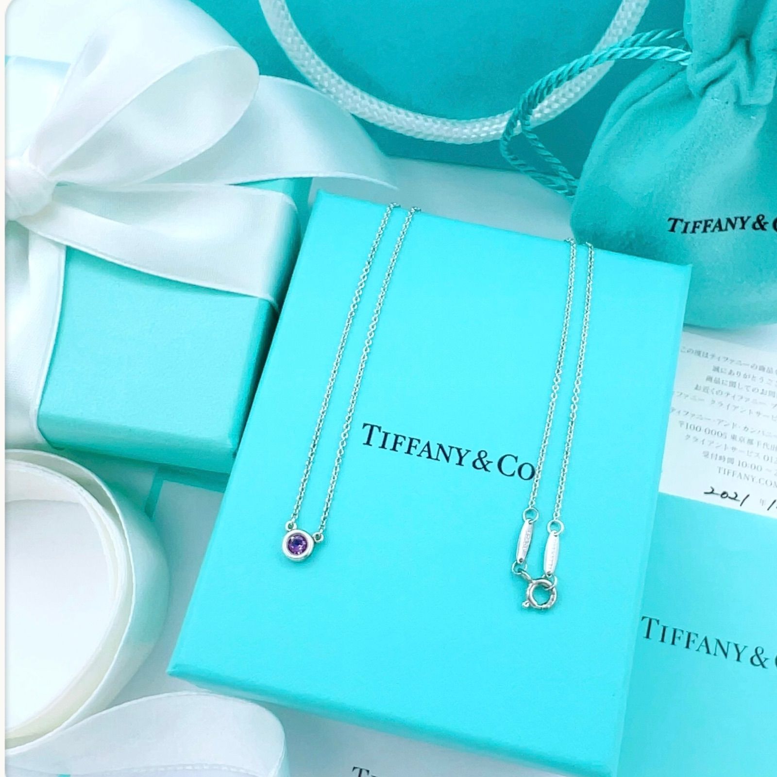 新品✨Tiffanyティファニーバイザヤードネックレス アメジスト0.14ct 