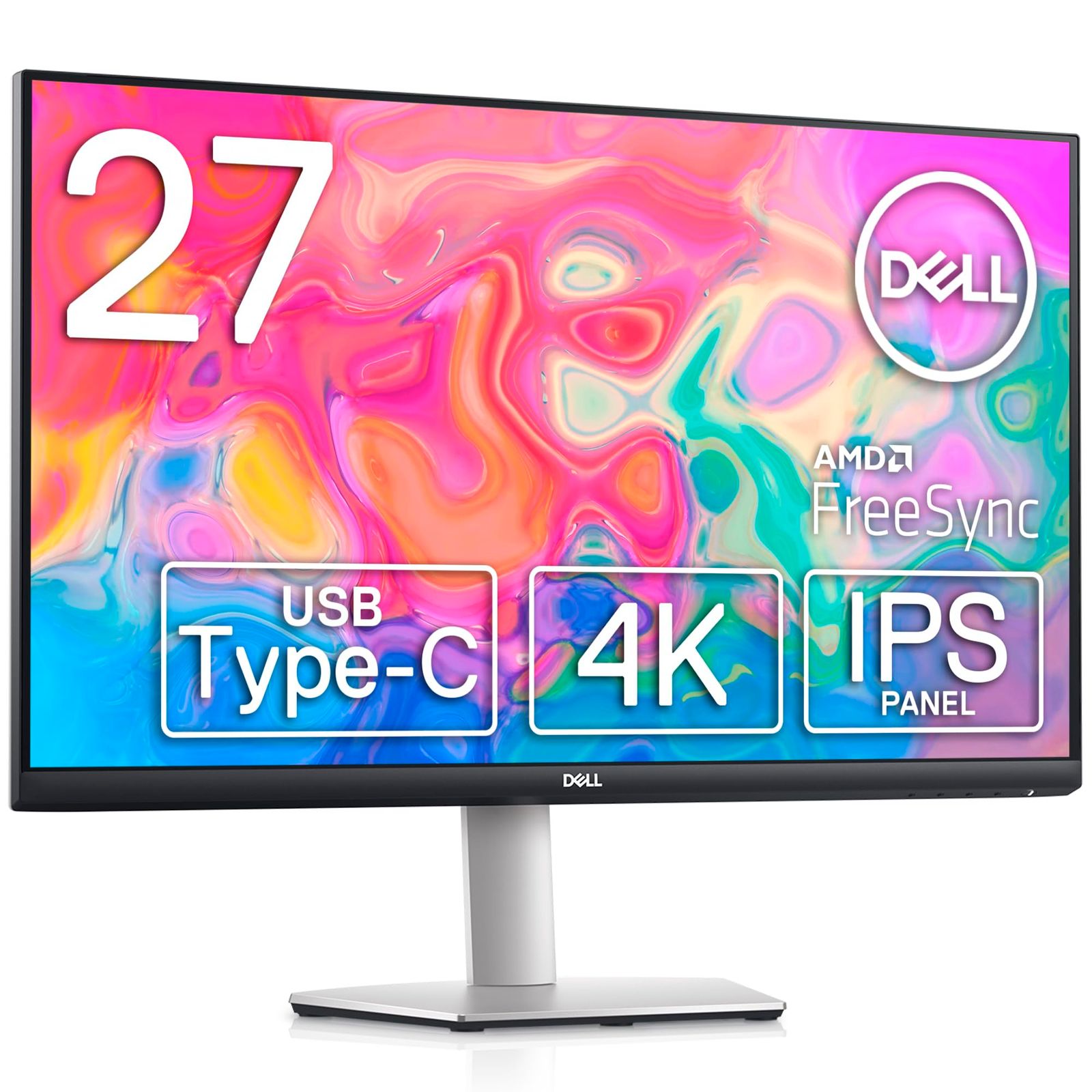 Dell S2722QC 27インチ 4K モニター (3年間無輝点交換保証/IPS非光沢/USB Type-C・HDMIx2/sRGB 99%/縦横回転・高さ調整/4ms/AMD FreeSy [【S2722QC】27インチ/4K/Type-C/スピーカー]