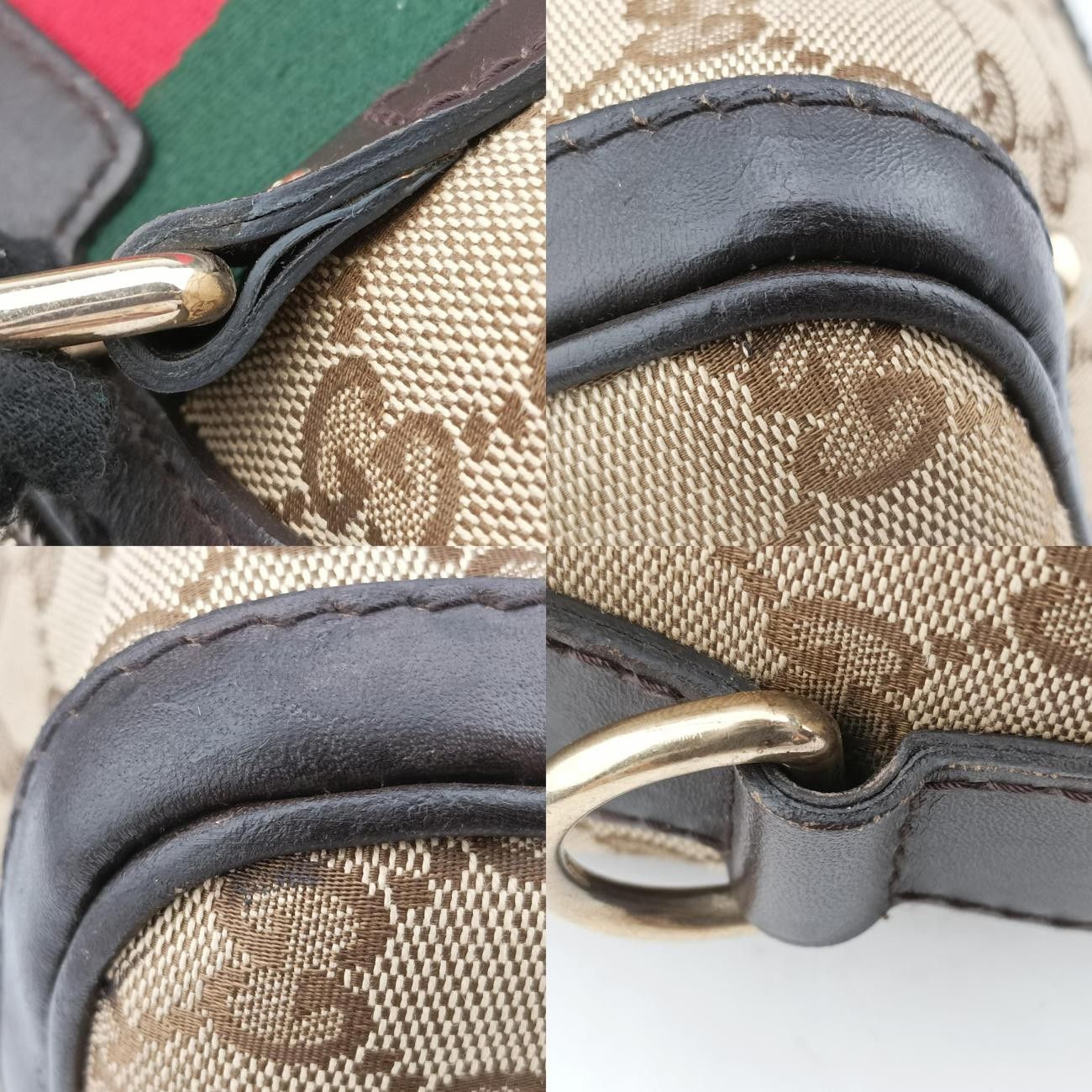 グッチGucciシェリーラインベージュ×グリーン×レッドキャンバス×レザー247205G017070502