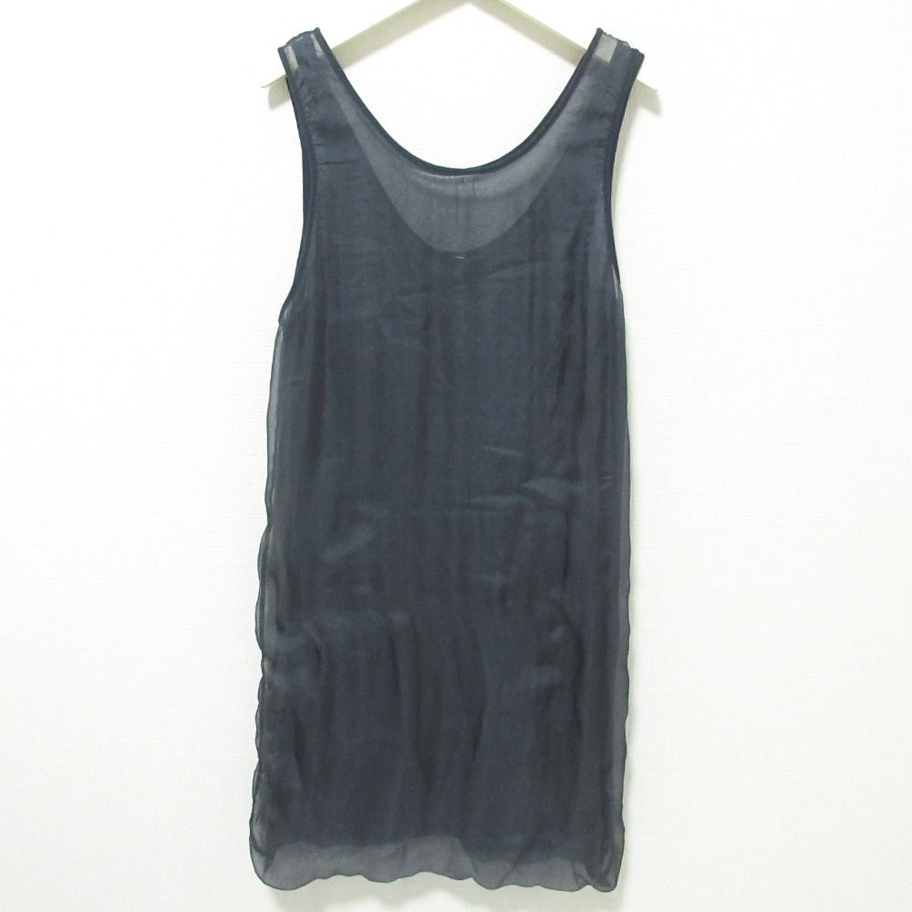 Dries Van Noten ドリスヴァンノッテン シルクコットン シアー レイヤード ミニワンピース S ネイビー レディース 古着