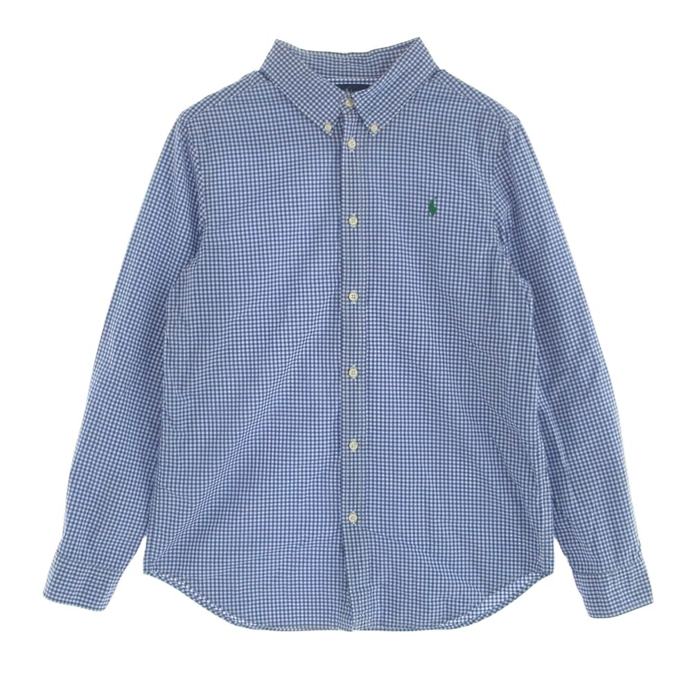 RALPH LAUREN ラルフローレン ギンガムチェック  ボタンダウン 長袖 シャツ ブルー系 XL【中古】
