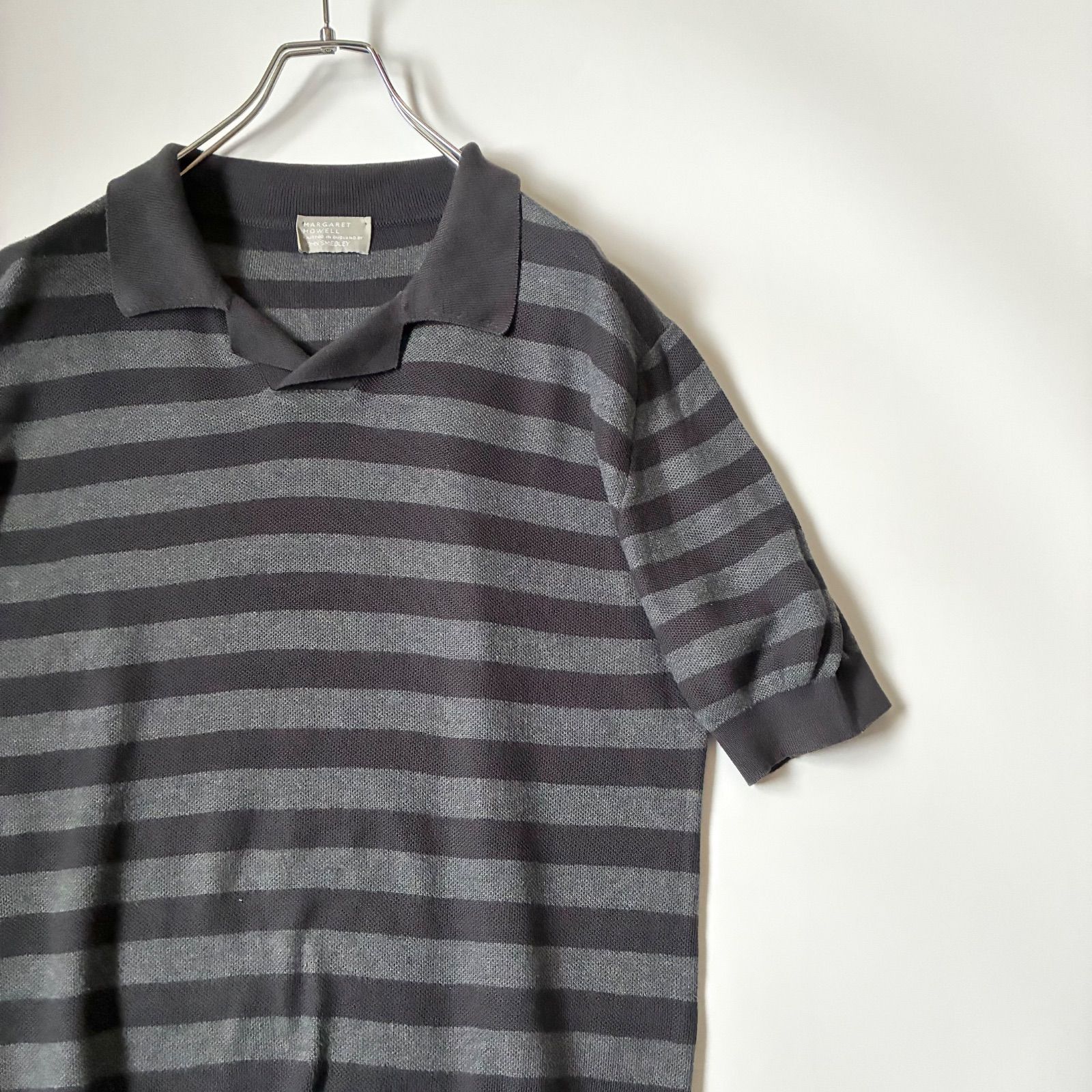 JOHN SMEDLEY シーアイランドコットン 半袖　スキッパー　ポロ　L JOHN SMEDLEY × MARGARET HOWELL / シーアイランドコットン