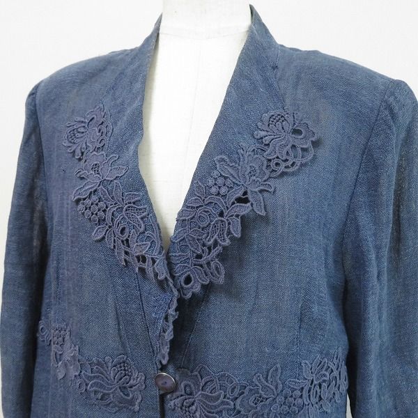 snc インポートロッサ import Rossa ジャケット 46 紺 麻 レース 刺繍