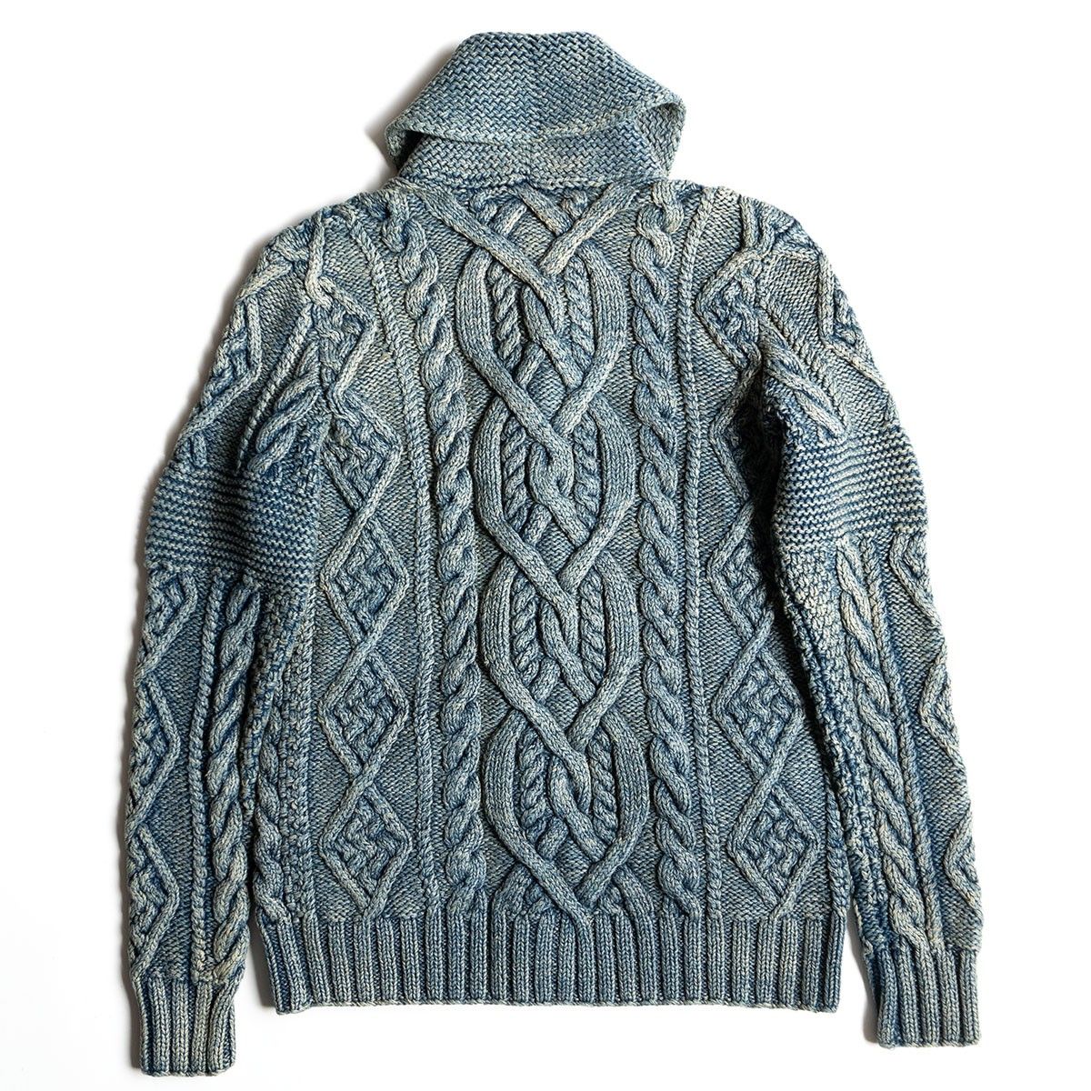 名作 RRL INDIGO HANDKNIT SHAWL COLLAR CARDIGAN XS インディゴ ハンドニット ショールカラーカーディガン 25090882
