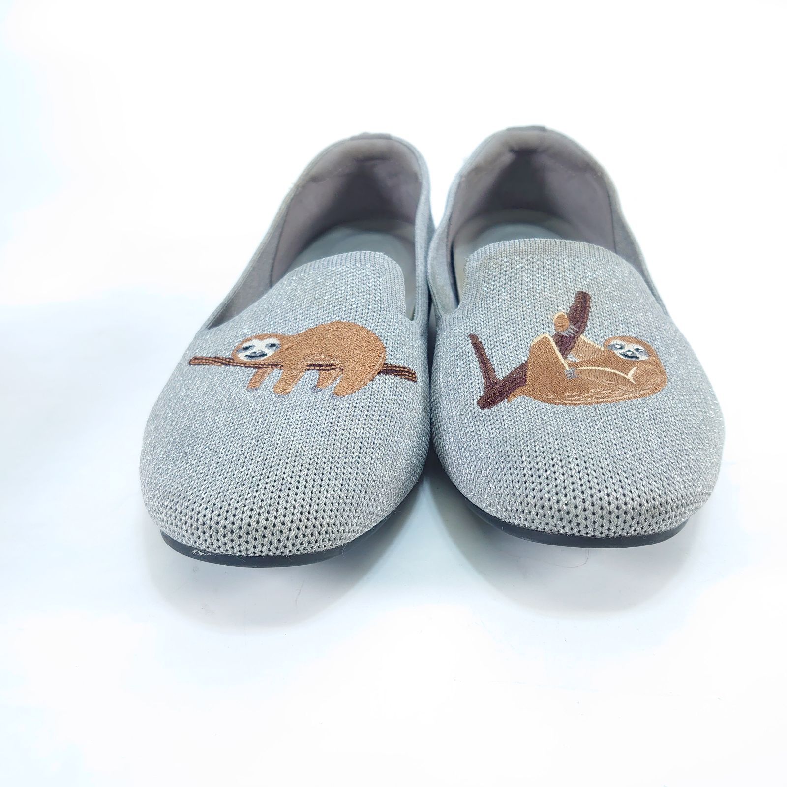 VIVAIA ビバイア ローファー ナマケモノ 動物 刺繍 シルバー グレー