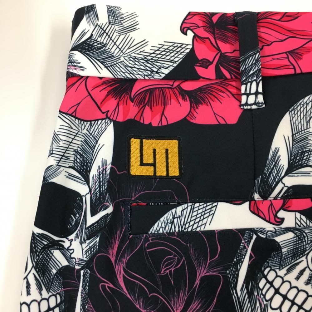 美品】ラウドマウス パンツ 黒×ピンク 総柄 スカルズ＆ロージズ メンズ