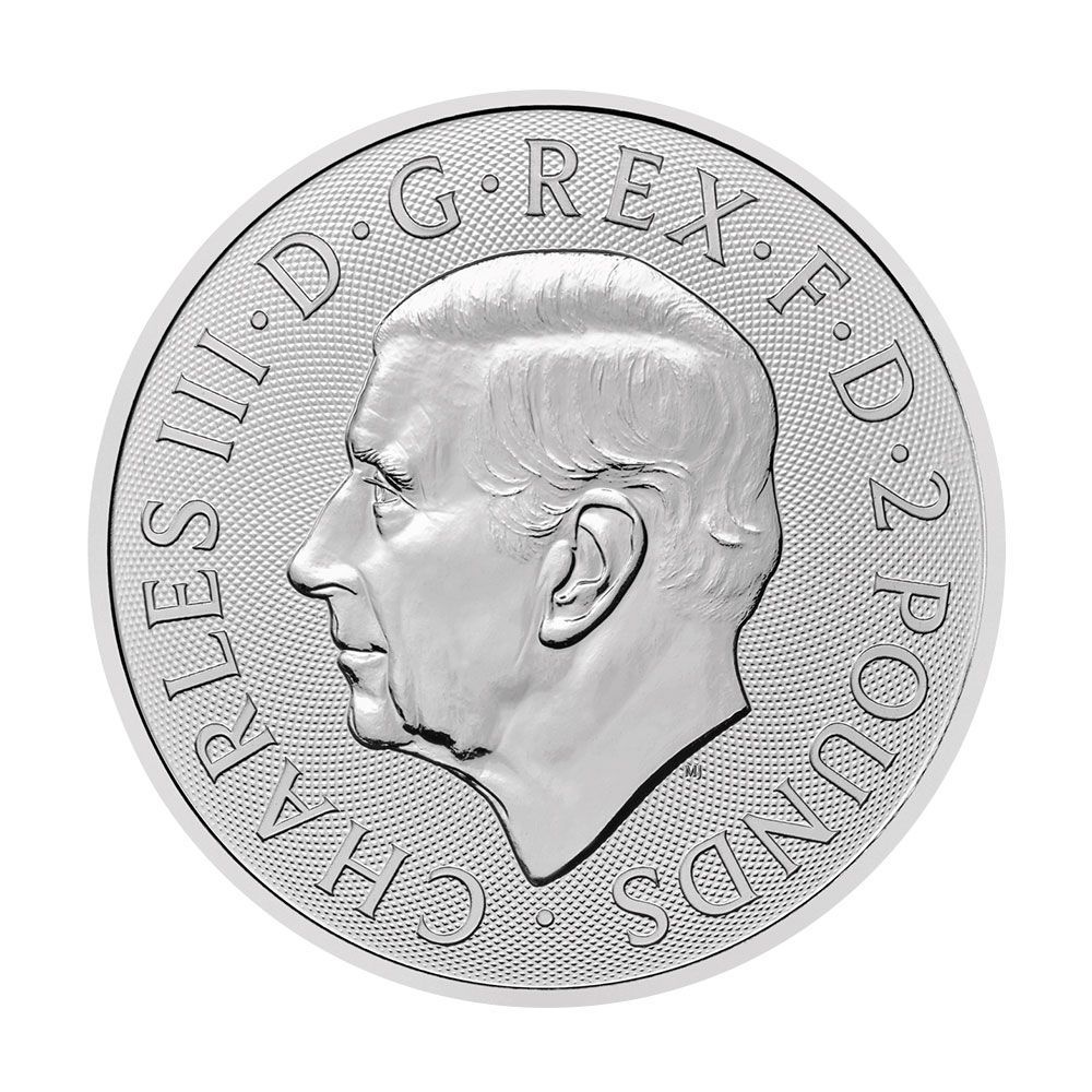 イギリス 2024 ロイヤルアームズ 2ポンド 1オンス 地金型銀貨