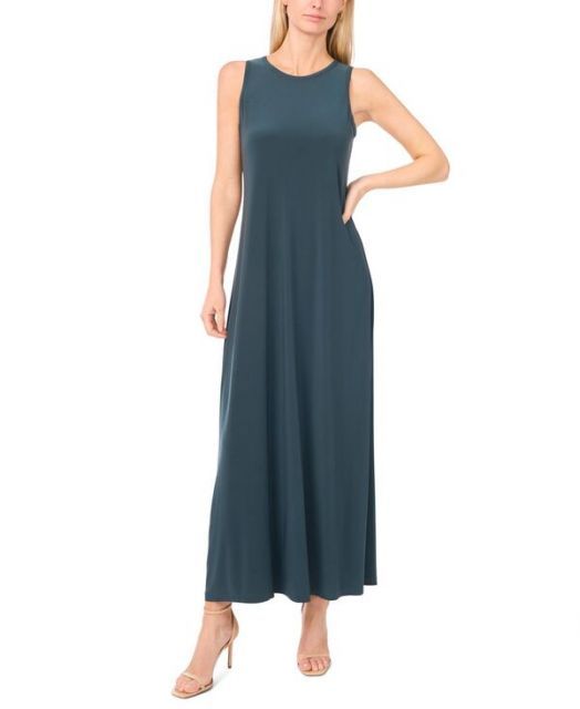 送料無料 ヴィンスカムート レディース ワンピース トップス Women s Sleeveless Keyhole-Back Crewneck Maxi Dress Forest Night