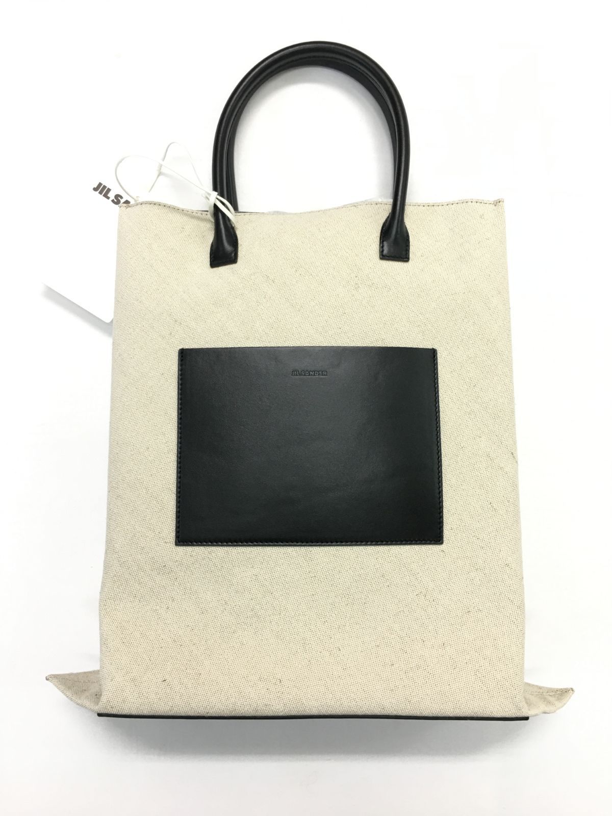 新品 JIL SANDER ロゴトート バッグ スモール キャンバス レザー