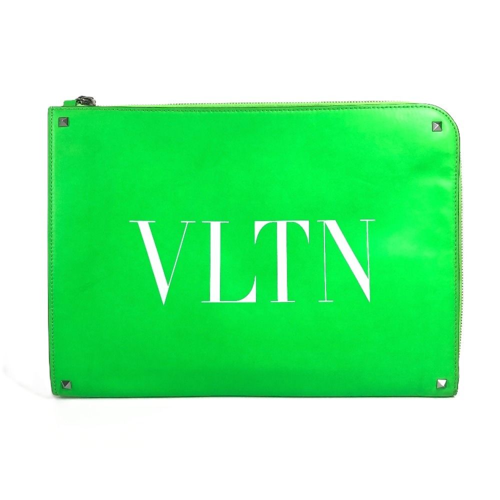 美品　グリーン ロゴ クラッチバッグ　ヴァレンティノ Valentino Garavani ヴァレンティノ・ガラヴァーニ クラッチバッグ