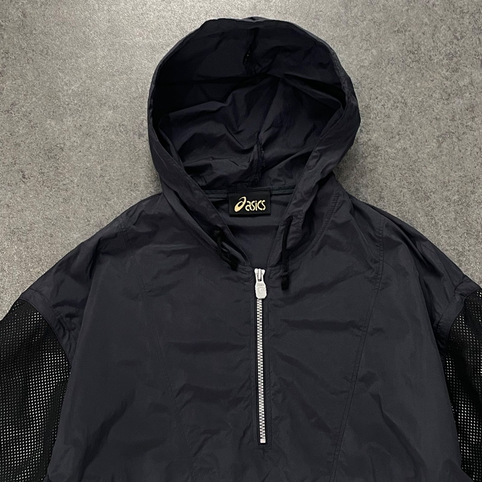 日本製 90s Vintage asics Windbreaker Half-Zip Nylon Anorak Parka