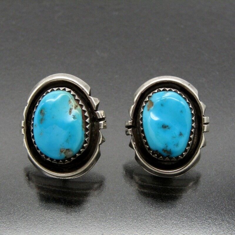 Navajo ナバホ族 ピアス ターコイズ シャドーボックス メンズ