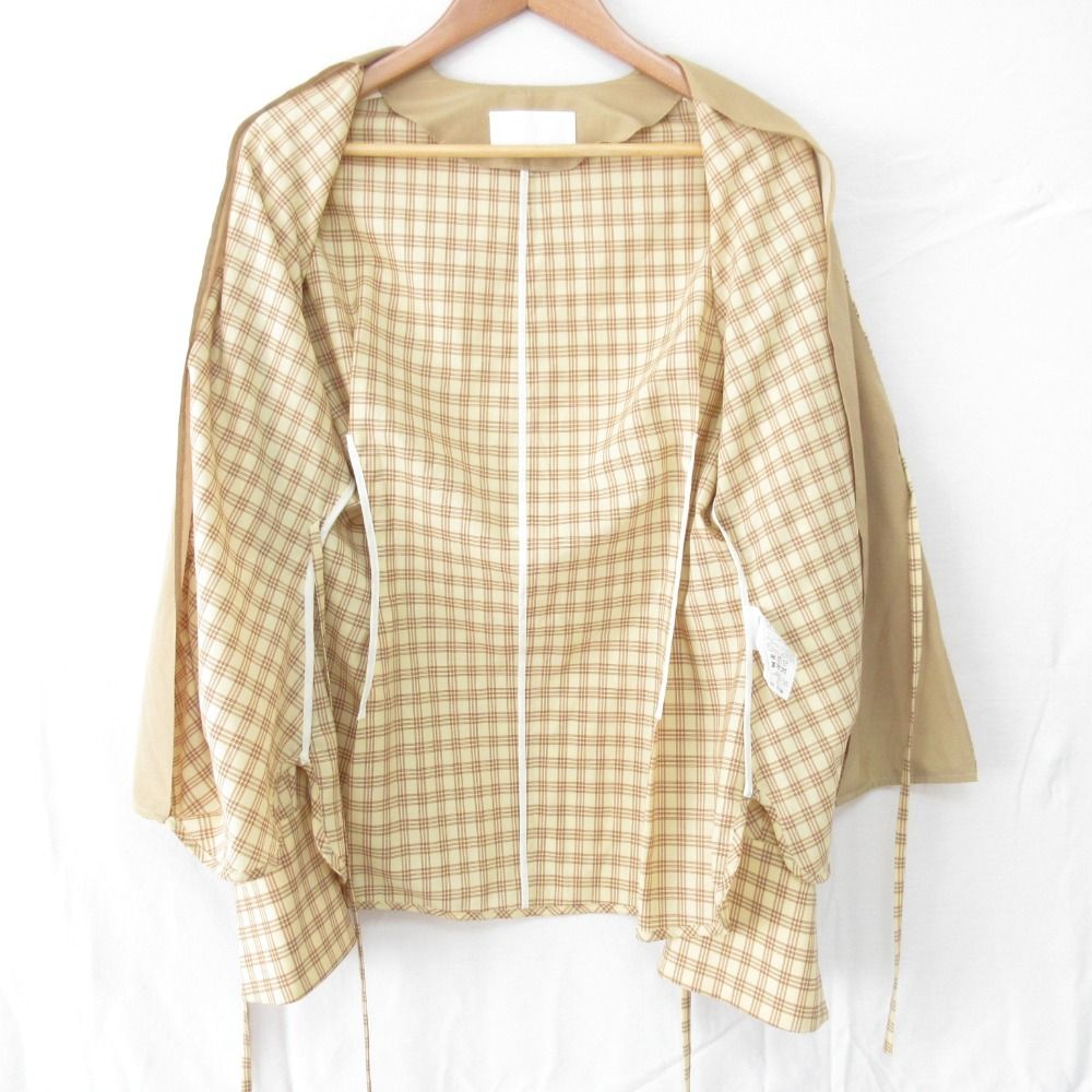 美品 21SS mame kurogouchi マメクロゴウチ チェック柄 長袖 カシュクール ブラウス MM21SS-SH039 サイズ2 クリーム レディース 古着 中古 USED 美品 21SS mame kurogouchi マメクロゴウチ チェック柄 長袖