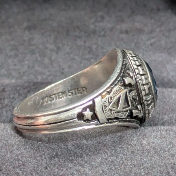 JOSTENS 1977年 スターリングシルバー925クラス カレッジリング 青