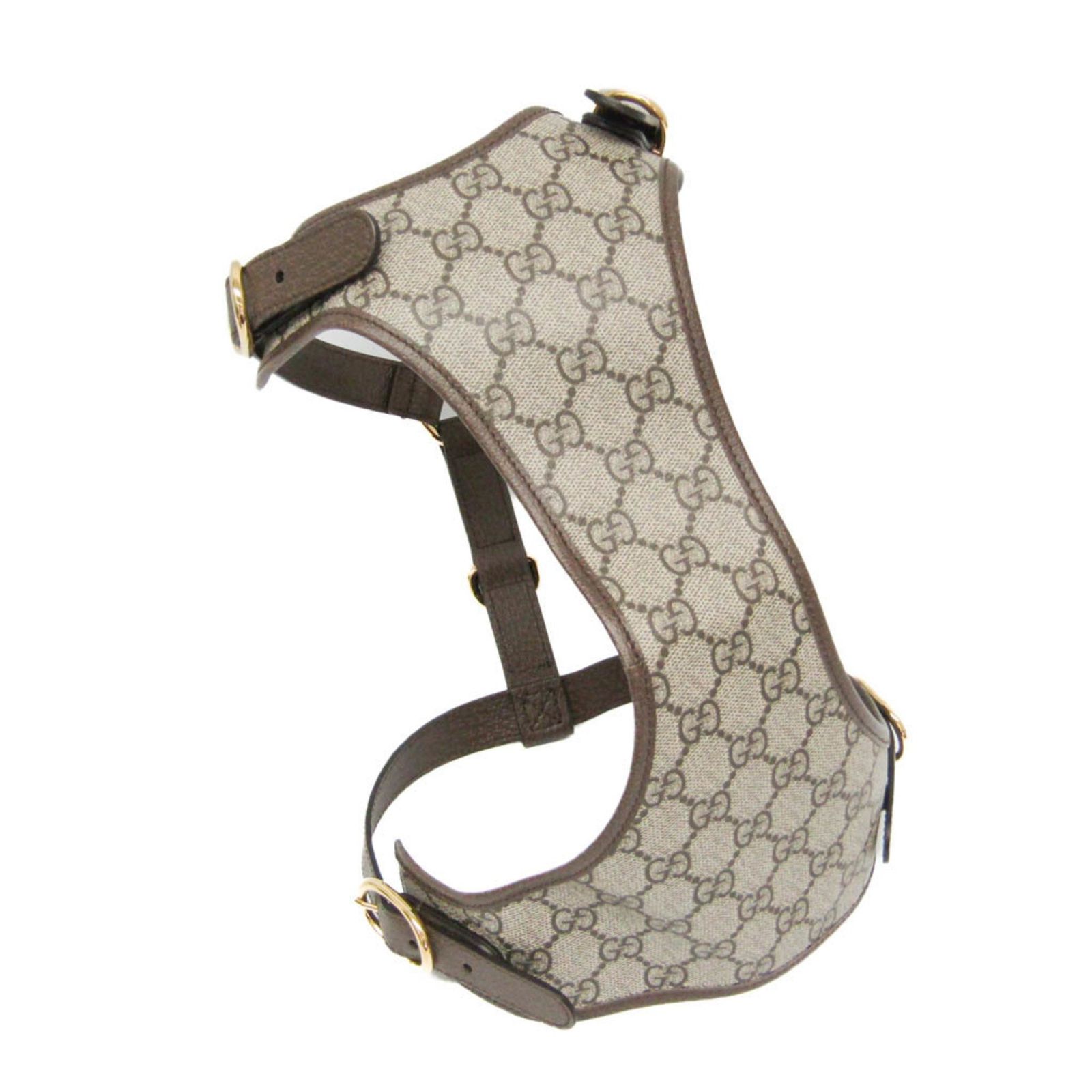 グッチ Gucci GGスプリーム ハーネス 692964 犬 胴輪 PVC レザー ベージュ ダークブラウン