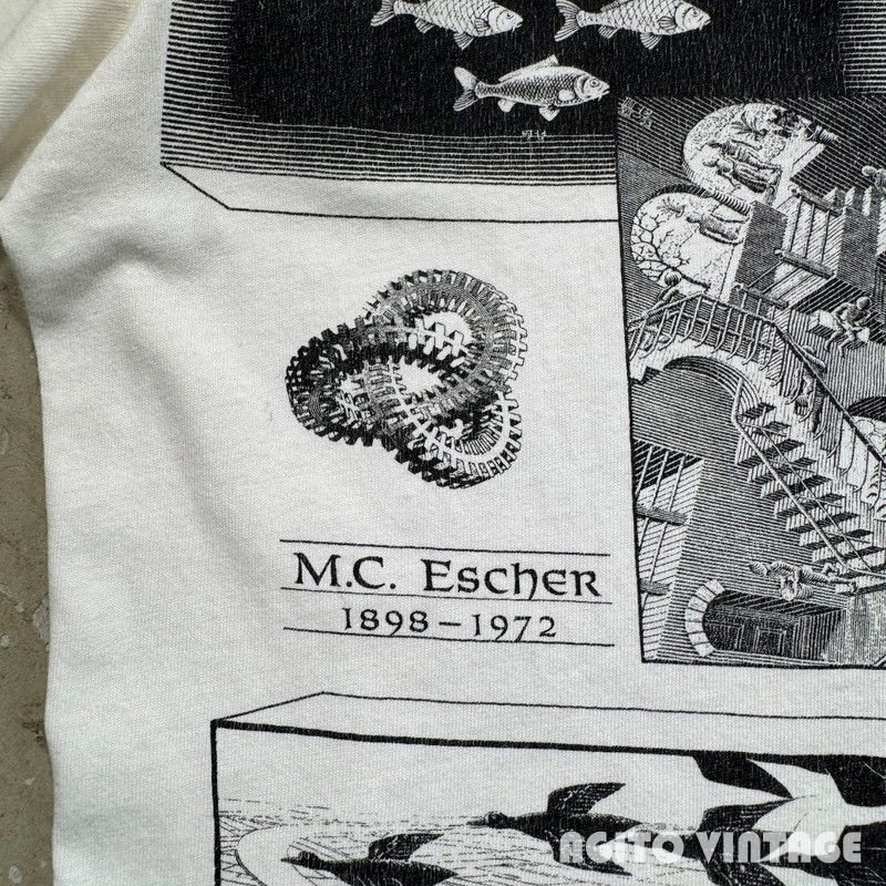 90's ANDAZIA M.C.ESCHER エッシャー 騙し絵 アートTee マルチプリント
