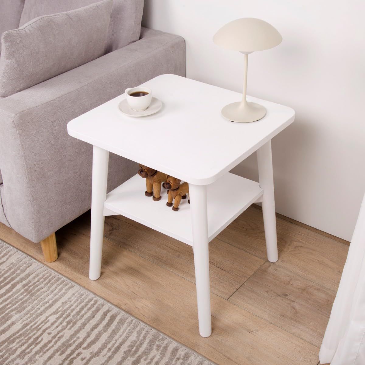 VaLaVie サイドテーブル コーヒーテーブル コーナーテーブル 2段 天然木 木製 棚付 リビングテーブル