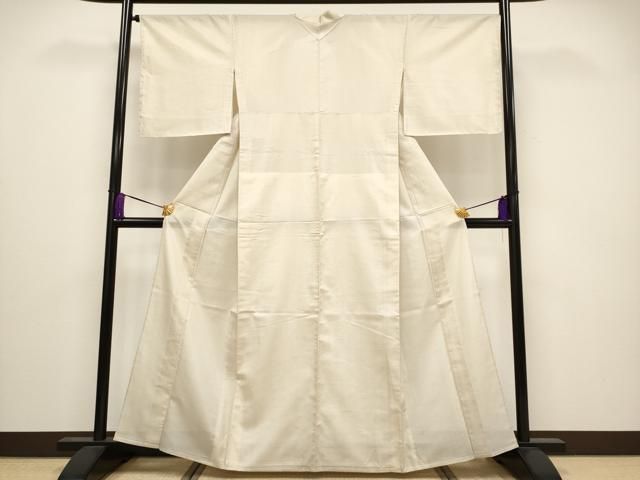 平和屋本店 上 夏物 石川県指定無形文化財 夏牛首紬 白山工房 手織り 間道 薄香色地 CYAA3225s5