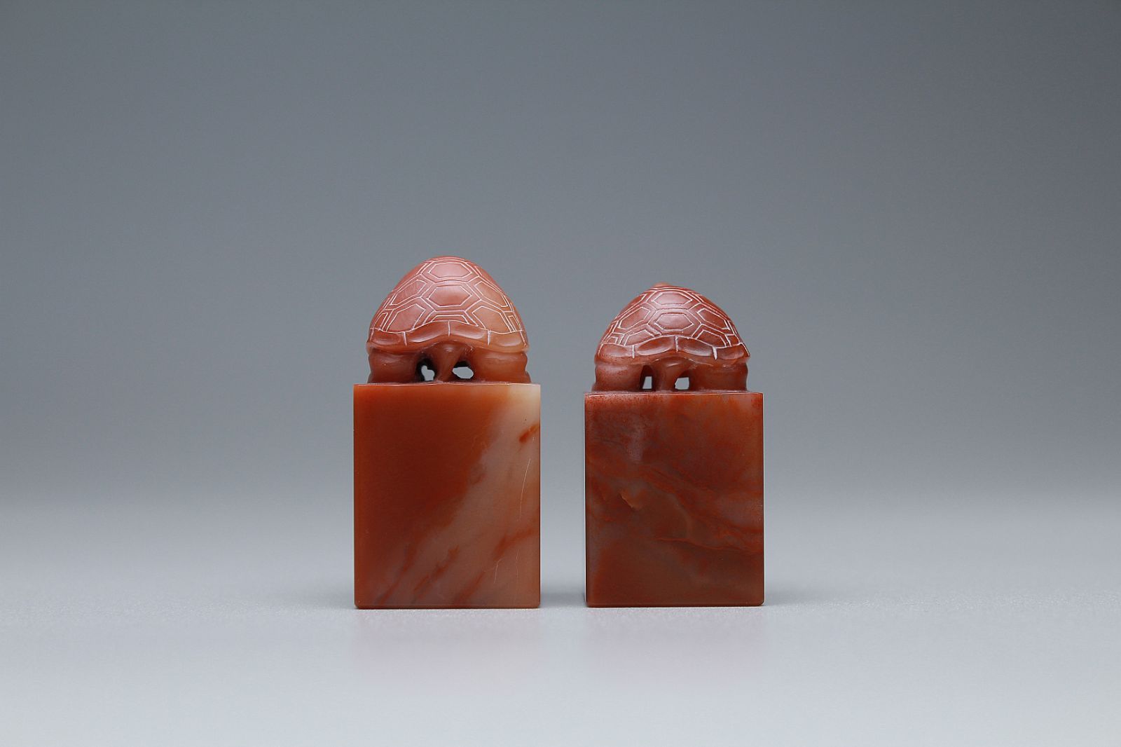 貔貅瓦钮】 古獣 対章 ベア 大材 美品 高級印材 篆刻 印石 巧色 箱付き