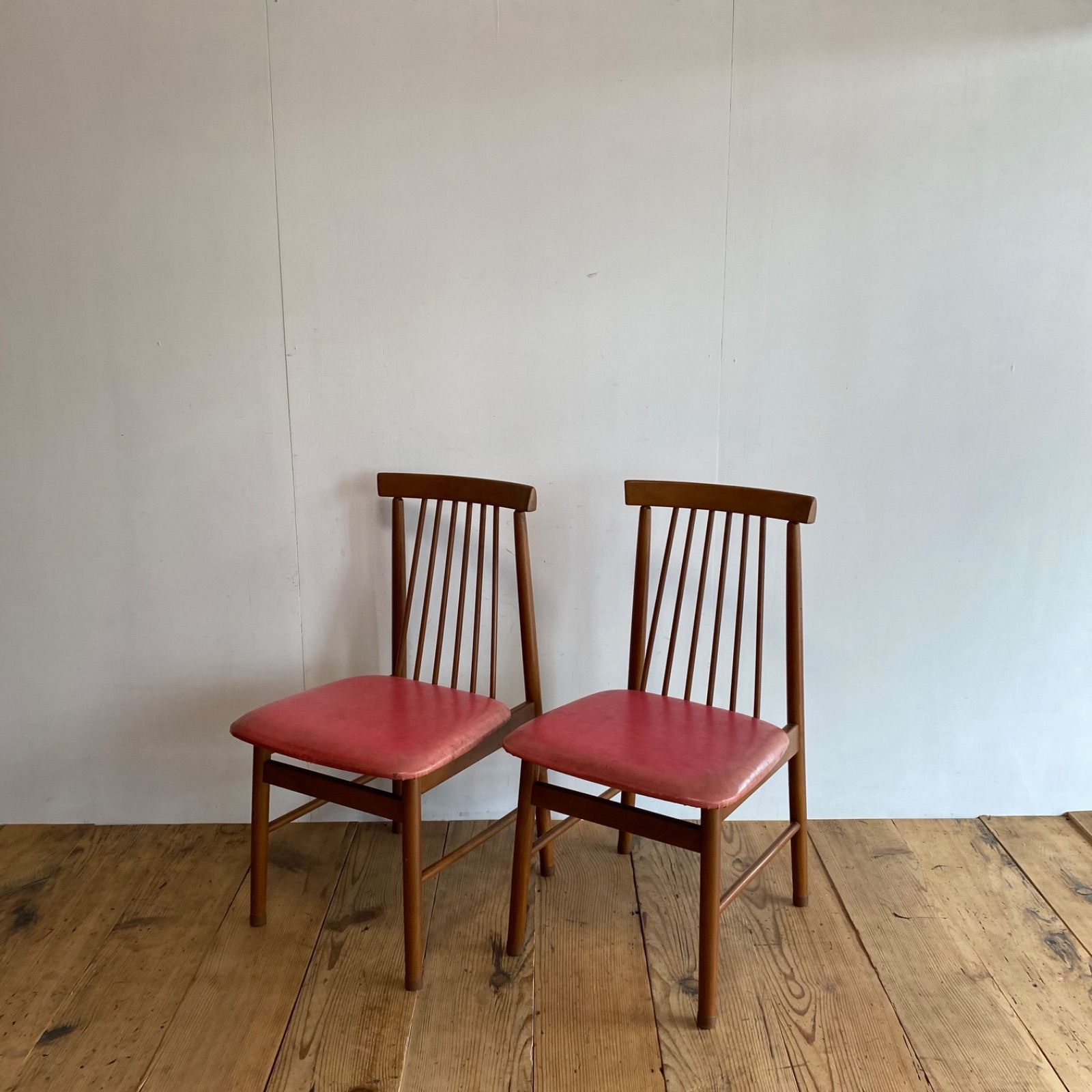 2脚セット ヴィンテージ ダイニングチェア 椅子 木製 レトロ モダン y48