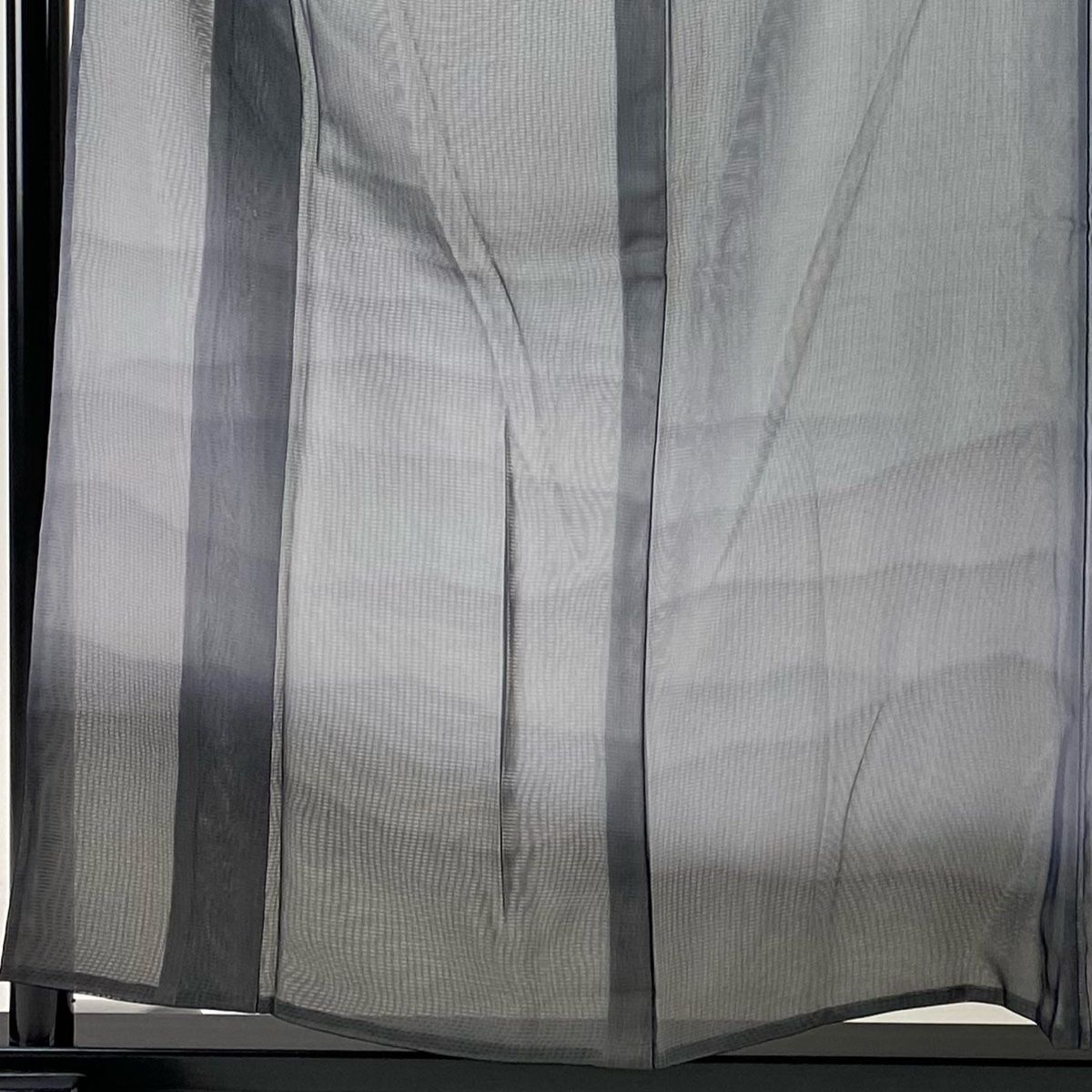 付下げ 身丈156cm 裄丈64cm M 紗絽袷 霞 ぼかし 灰色 正絹 秀品