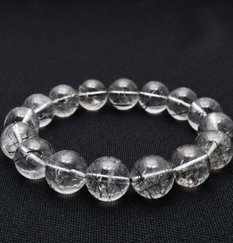 輝く虹と大地のエネルギー13mm GHB90 46g トルマリンインクォーツブレスレット 心身の浄化 グラウンディング 守護 プレゼント 贈り物 水晶 浄化発送 ギフト 京海堂 天然石の卸 京の蔵