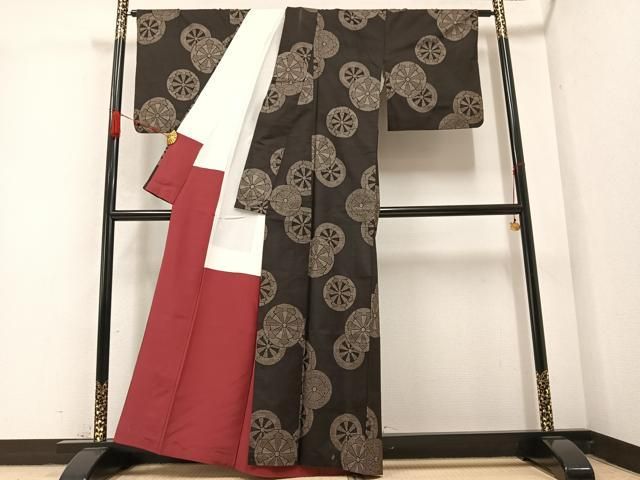 綺麗 平和屋着物 本場大島紬 一元7マルキ 源氏車文 正絹 AABB2955ph