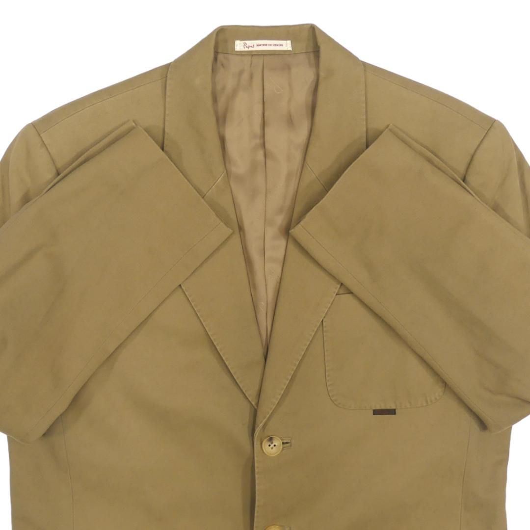 【美品】 papas テーラードジャケット ベージュ 大きめ M46 XL Papas パパス テーラード ジャケット ブレザー S ベージュ