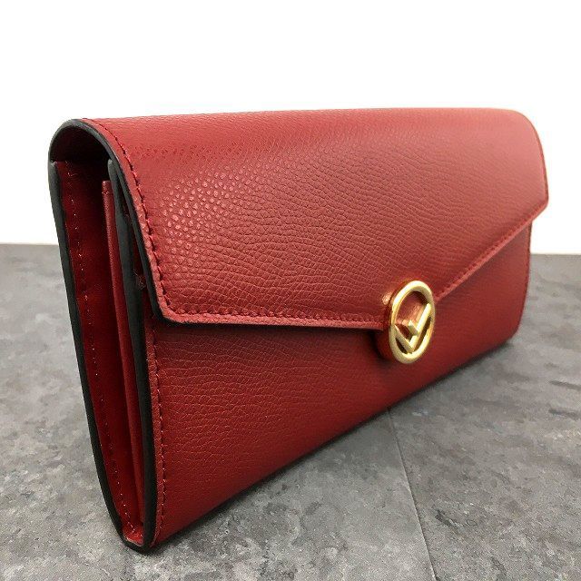 137 送料込み！ 未使用品 FENDI 長財布 8M0251 レッド エフイズ 箱付き  
