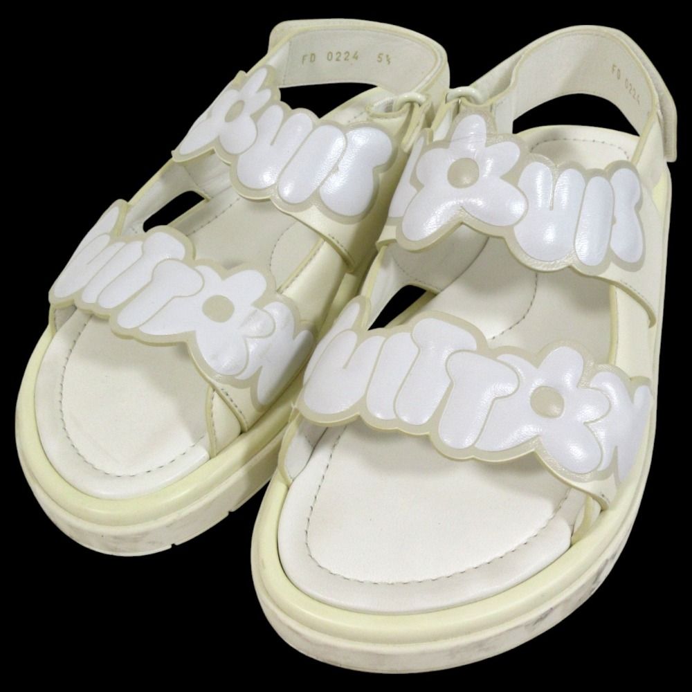 LOUIS VUITTON ルイヴィトン フラワーライン スポーツサンダル サイズ5.5 約25cm ホワイト メンズ 古着