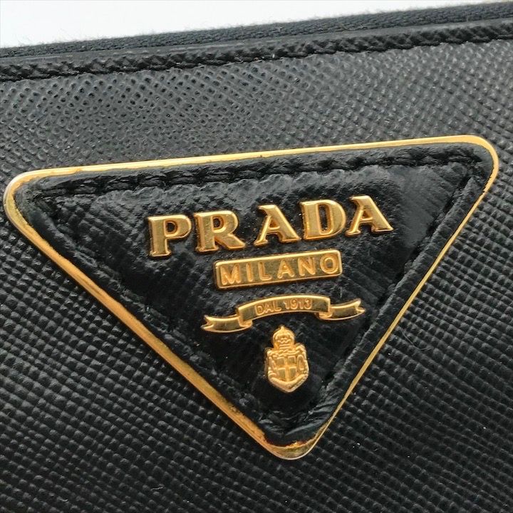希少 美品 プラダ サフィアーノ 長財布 ラウンドファスナー デカロゴ ブラック 良品 PRADA プラダ ビッグロゴ サフィアーノ ラウンドファスナー