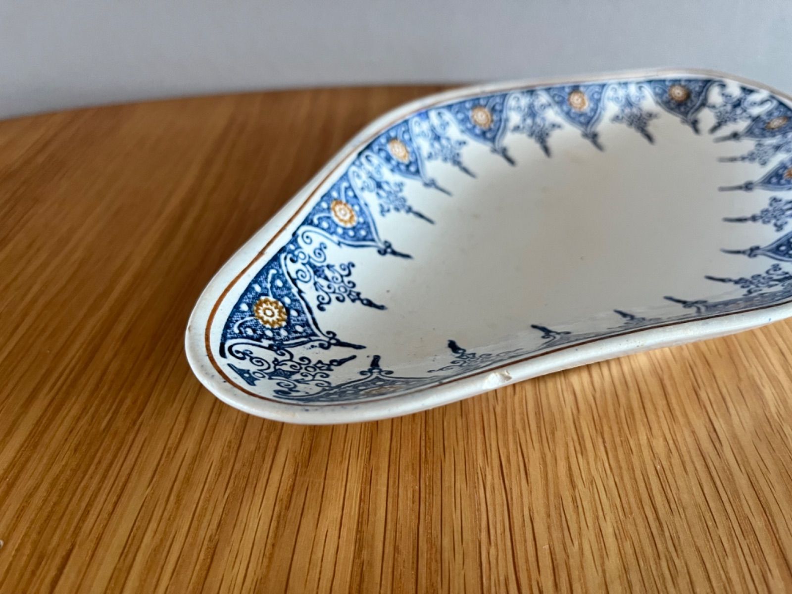 T サンタマン製　フランスアンティークラヴィエプレート アンティーク ラヴィエ オーバル皿 CAIFFA フランス サンタマン