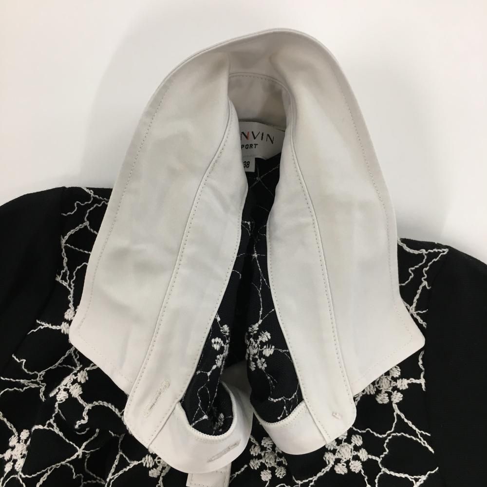 超美品】ランバンスポール 半袖ポロシャツ 黒×白 身頃花柄
