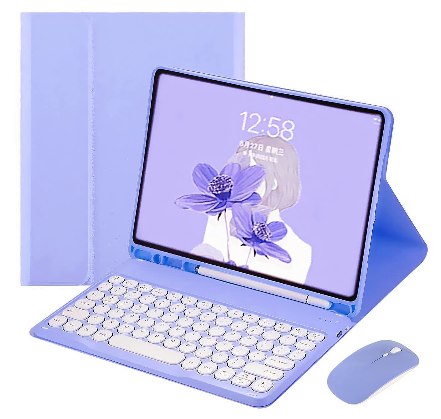 数量 マウス付き iPad 第10世代 10.9インチ 2025 キーボードケース 薄型 ペンシルホルダー マグネット 分離式 丸いキー Apple Pencil 収納 人気 2025モデル iPad 10 スマートキーボード保護カバー スリム