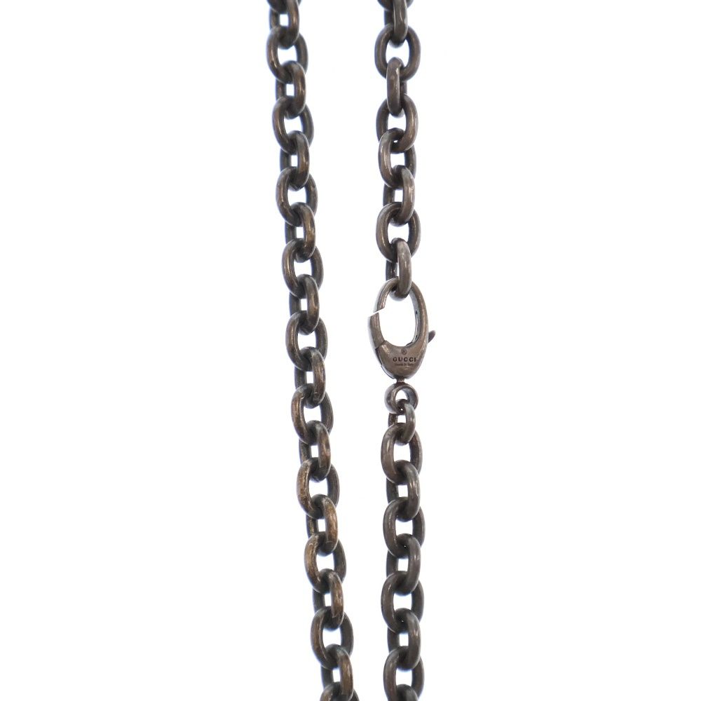 GUCCI (グッチ) 木製 エボニー クロスペンダント ネックレス ブラック