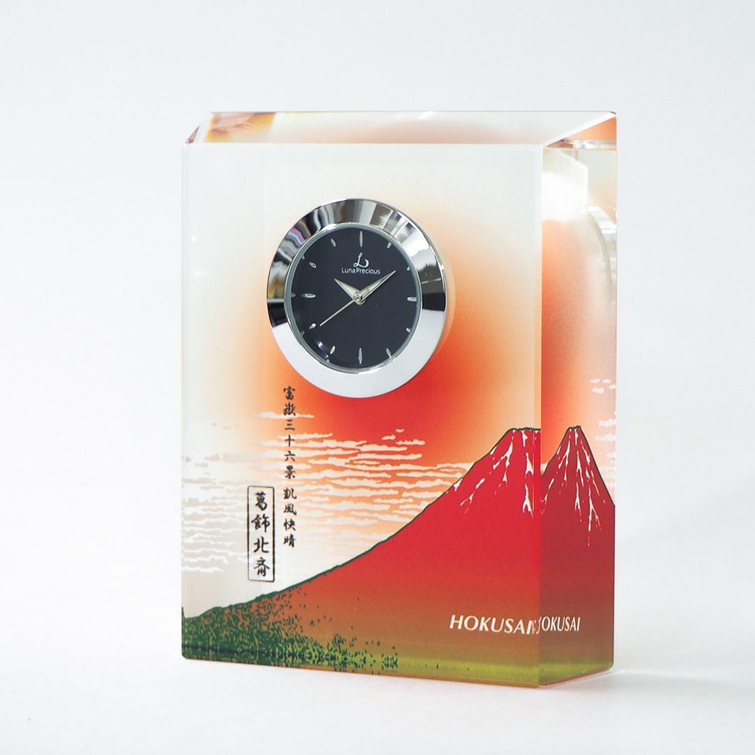 光学ガラス製置時計 赤富士