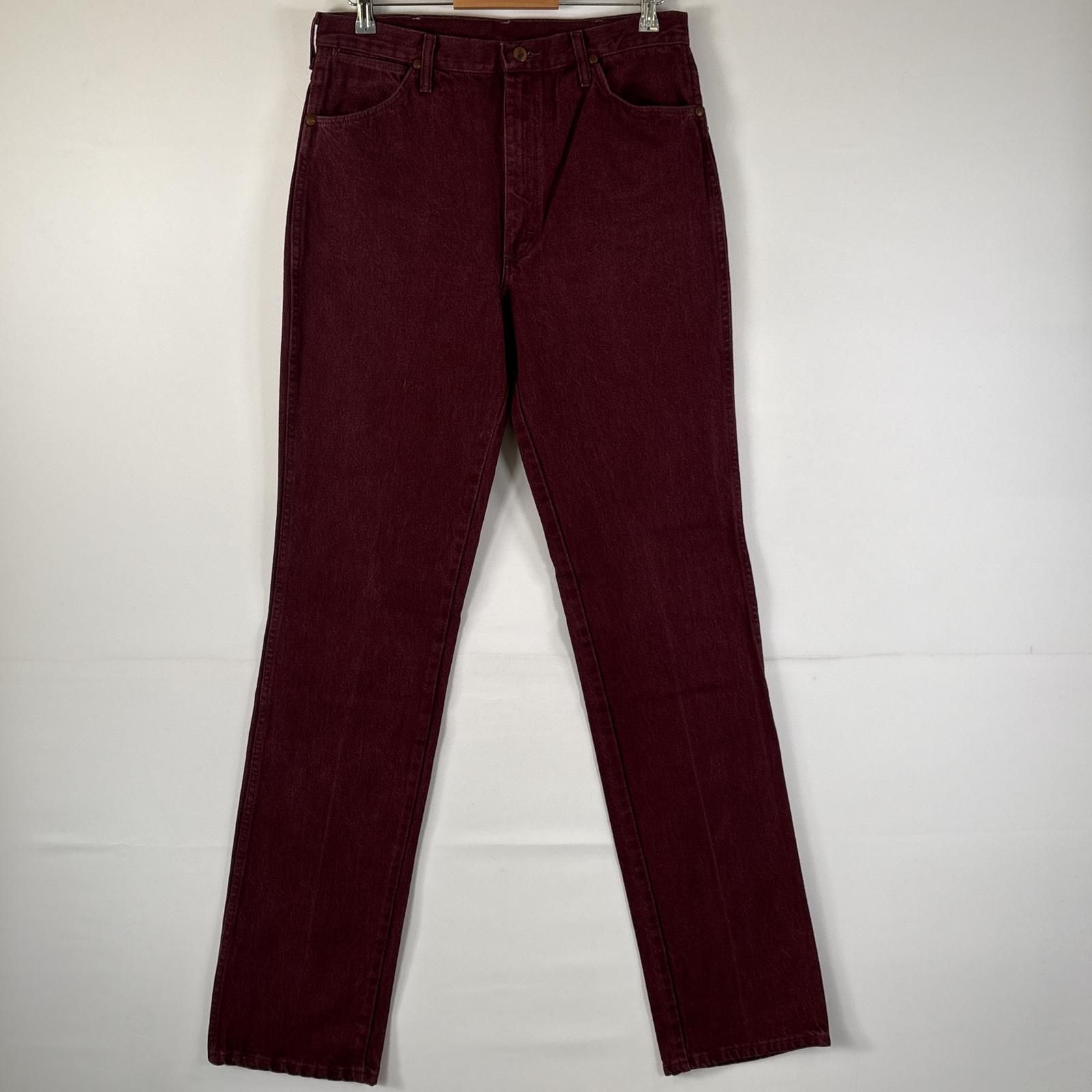 古着 ラングラー Wrangler USA製 デニムパンツ カラーデニム 後染め コインポケット ストレート 大きいサイズ ロング w34 L38 ワインレッド メンズ